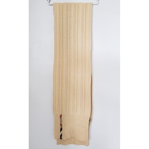 Burberry Authentic Wool/Cashmere Scarf Chunky Oversize Cable Knit Unisex 13 x 86 - Picture 10 of 16
